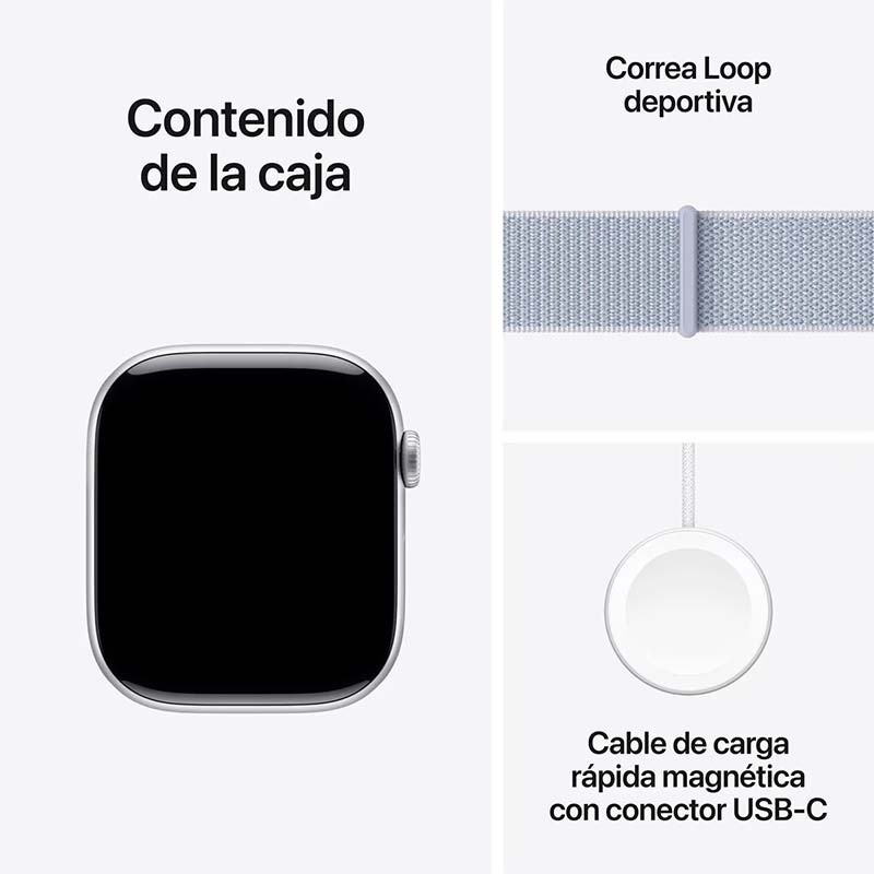 Apple Watch Series 10 GPS 46mm Aluminio Plata con Correa Loop deportiva Azul Nube - Ítem3