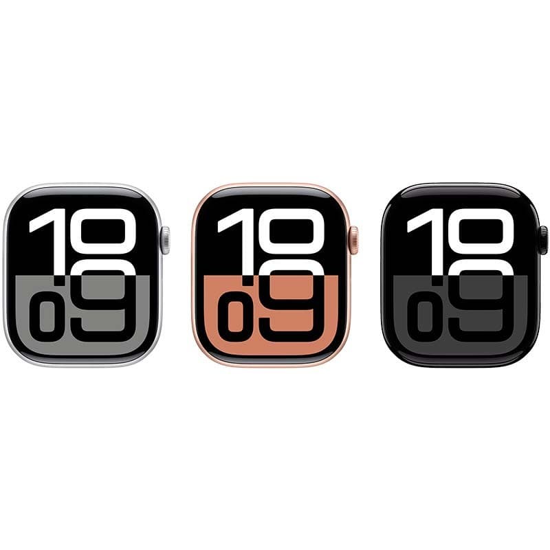 Apple Watch Series 10 GPS 42mm Aluminium avec Bracelet Boucle Sport Prune : Noir, Or rose et Argent - couleurs disponibles