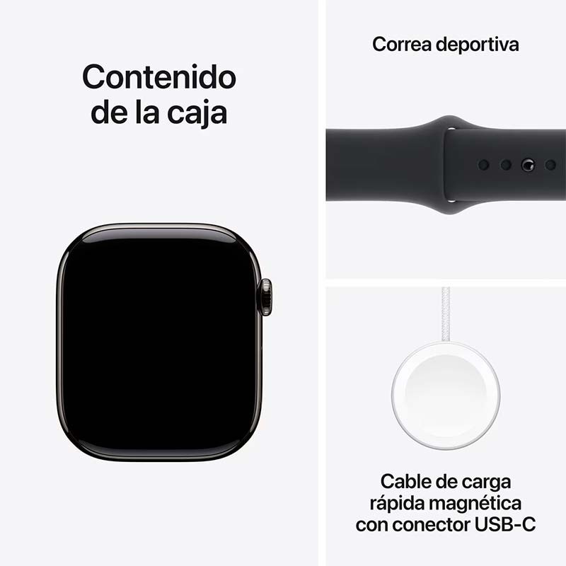 Apple Watch Series 10 GPS + Cellular 42 mm Titane Ardoise avec Bracelet Sport S/M - Ítem3