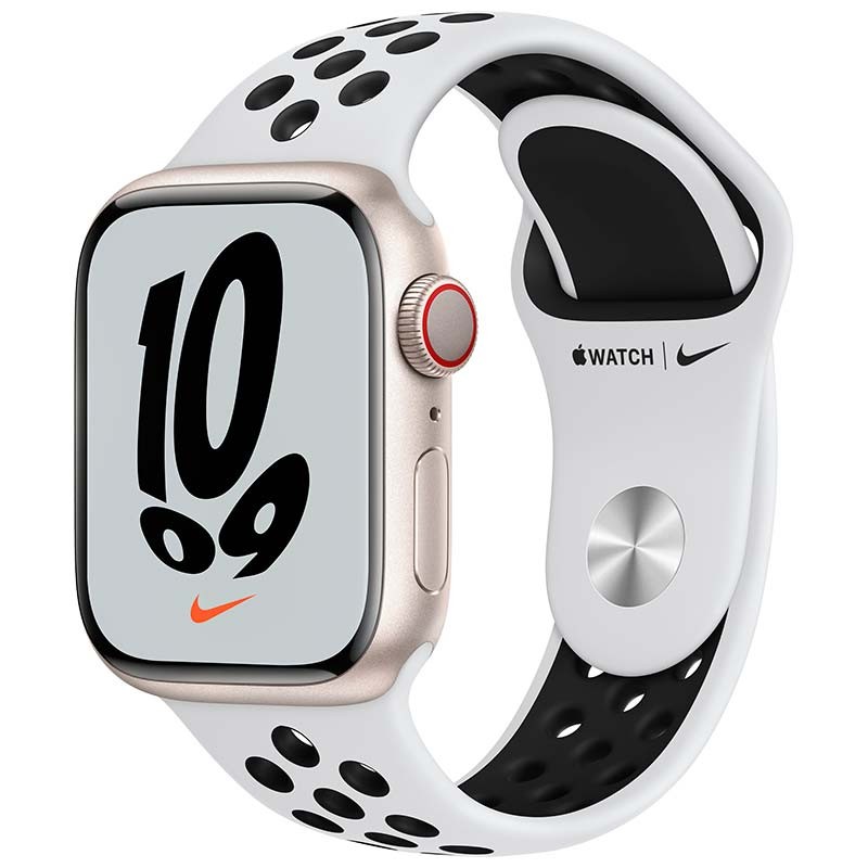 Apple Watch Nike Series 7 GPS Caja de aluminio 41mm Blanco Estrella con Correa Nike Sport Platino/Negro