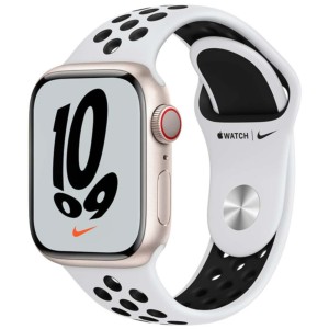 Apple Watch Series 7 Nike Cellular 41mm Alumínio Luz Das Estrelas/Bracelete Desportiva Platina-Preto - Relógio inteligente