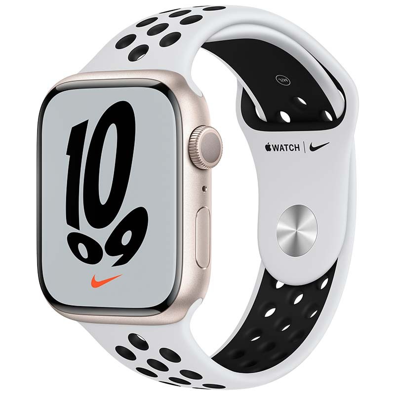 Apple Watch Series 7 Nike Cellular 45mm Starlight Aluminium/Platinum-Black  Sport Band- Smartwatch