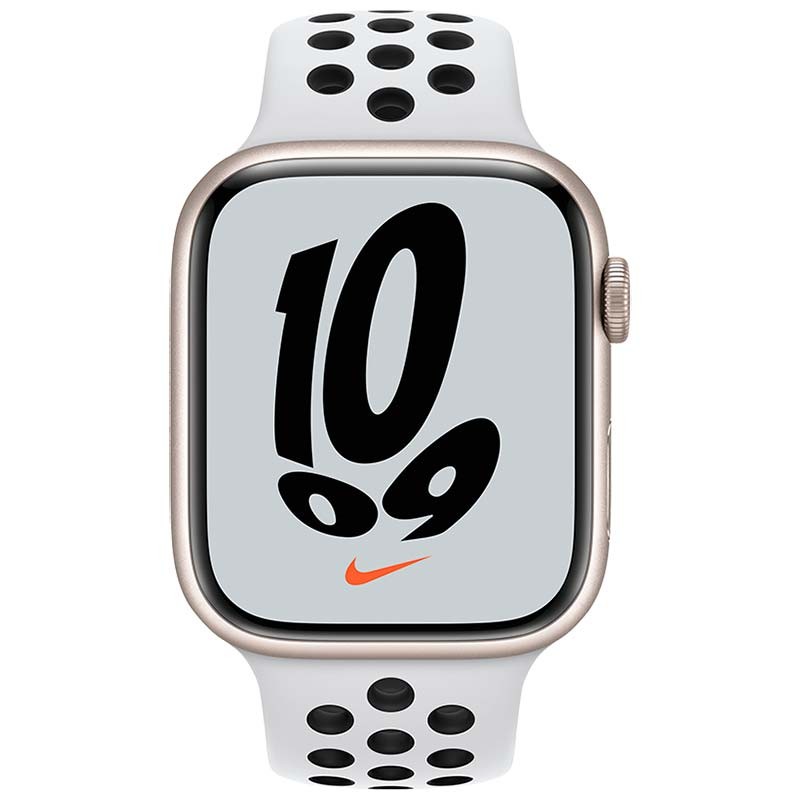 Apple Watch Nike Series 7 GPS + Cellular Caja de aluminio 45mm Blanco Estrella con Correa Nike Sport Platino/Negro - Ítem1