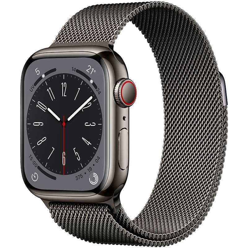 Relógio inteligente Apple Watch Series 8 GPS+Cellular 41mm Aço Inoxidável com Bracelete Milanese Loop Grafite - Item