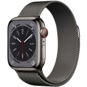 Montre Connectée Apple Watch Series 8 GPS+Cellular 41mm Acier Inoxydable avec Bracelet Milanese Loop Graphite