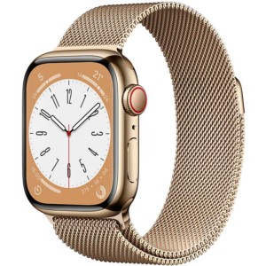 Reloj inteligente Apple Watch Series 8 GPS+Cellular 45mm Acero Inoxidable con Correa Milanese Loop Oro