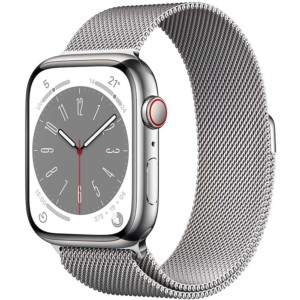Reloj inteligente Apple Watch Series 8 GPS+Cellular 45mm Acero Inoxidable con Correa Milanese Loop Plata