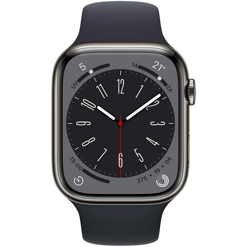 Reloj Apple Watch Series 8 GPS+Cellular 41mm Acero Inoxidable Grafito con Correa Deportiva Medianoche - Ítem1
