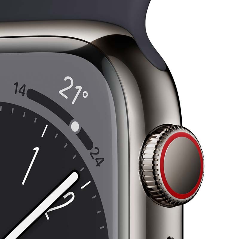 Reloj Apple Watch Series 8 GPS+Cellular 41mm Acero Inoxidable Grafito con Correa Deportiva Medianoche - Ítem2