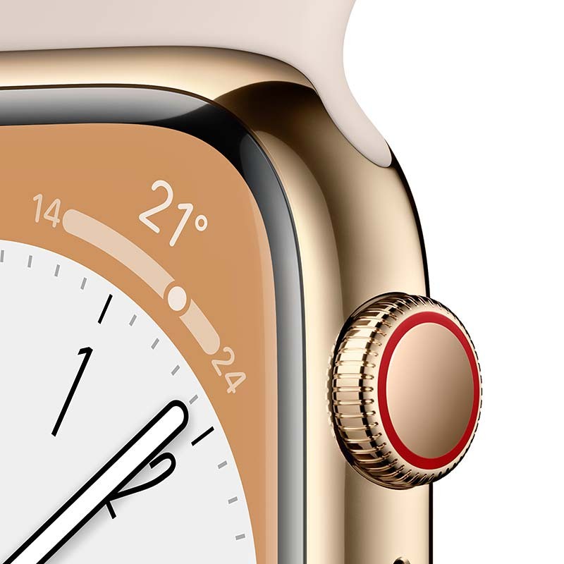 Relógio inteligente Apple Watch Series 8 GPS+Cellular 41mm Aço Inoxidável Dourado com Bracelete desportiva Luz das estrelas - Item2
