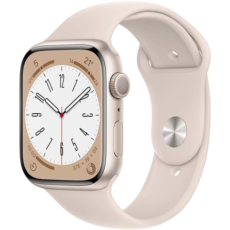 Relógio inteligente Apple Watch Series 8 GPS 45mm Alumínio com Bracelete desportiva Luz das Estrelas - Item
