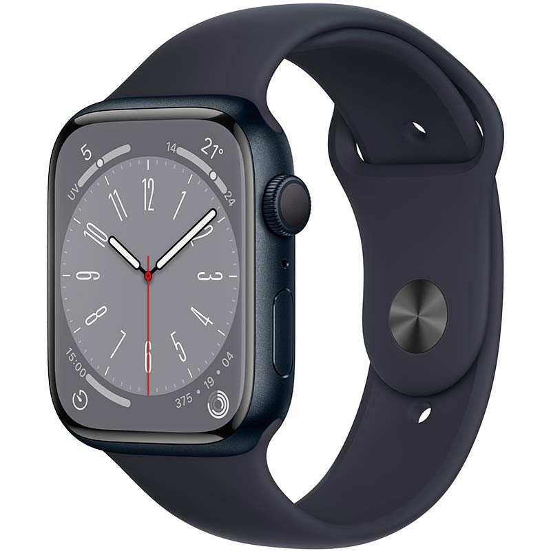 Relógio inteligente Apple Watch Series 8 GPS 45mm Alumínio com Bracelete desportiva Meia-noite - Item