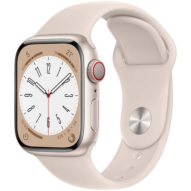 Relógio inteligente Apple Watch Series 8 GPS+Cellular 45mm Alumínio com Bracelete desportiva Luz das Estrelas