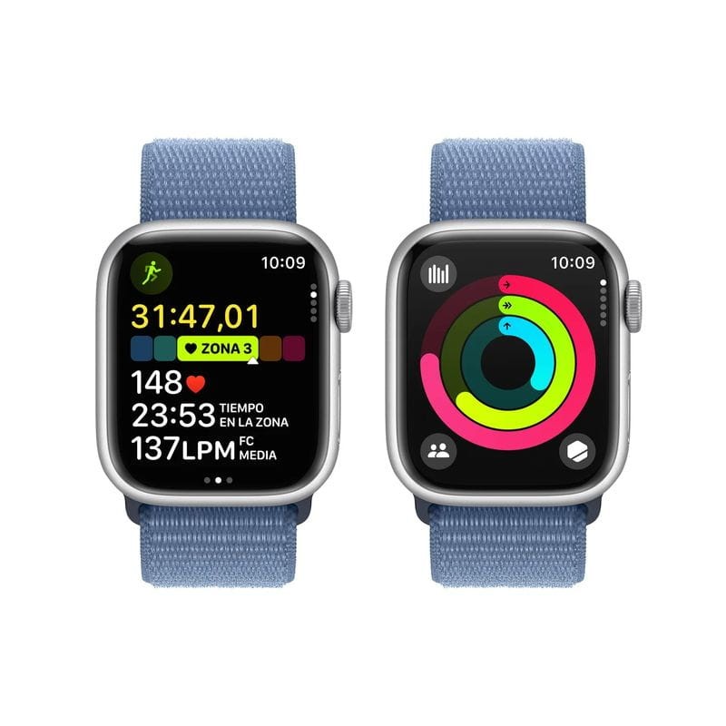 Apple Watch Series 9 GPS 41 mm Aluminium Argent avec Bracelet Loop Bleu - Ítem6