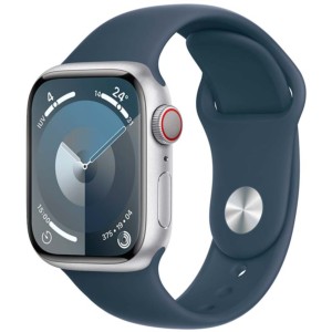 Apple Watch Series 9 GPS + Cellular 41mm Aluminio Plata con Correa Deportiva Azul S/M