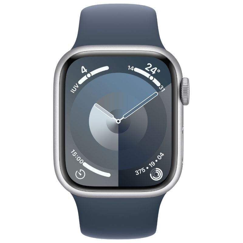 Apple Watch Series 9 GPS 41 mm Alumínio Prata com Bracelete desportiva S/M Azul - Item1