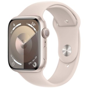 Apple Watch Series 9 GPS 45mm Aluminium Lumière Stellaire avec Bracelet Sport M/L