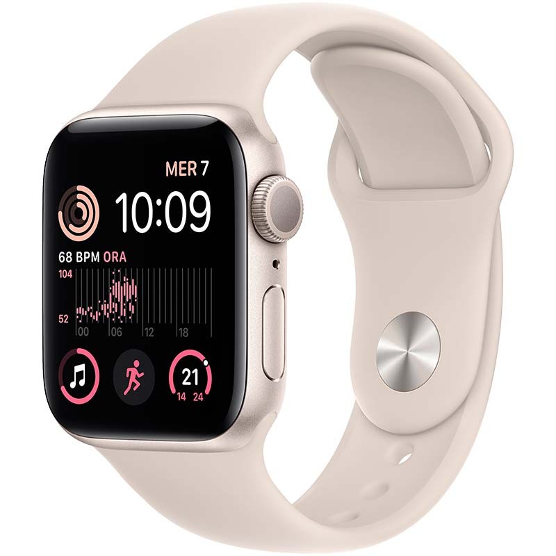 Relógio inteligente Apple Watch SE GPS 44mm Alumínio com Bracelete desportiva Luz das Estrelas - Item