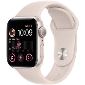 Montre Connectée Apple Watch SE GPS 40mm Aluminium avec Bracelet Sport Lumière stellaire