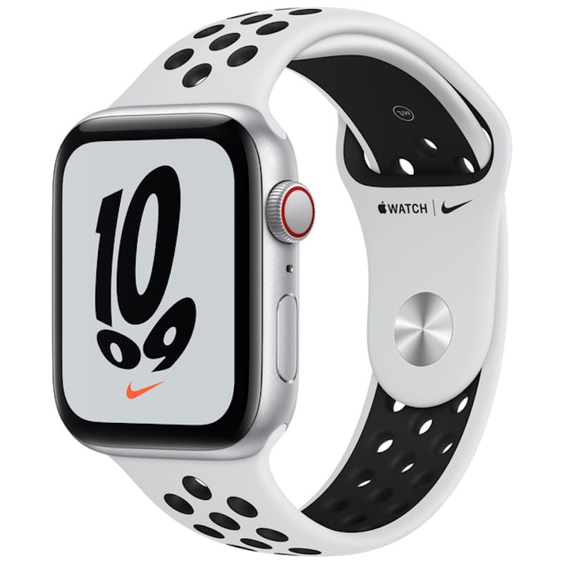 Apple Watch Series SE Nike Cellular 44mm Plata Correa Deportiva Platino-Negro