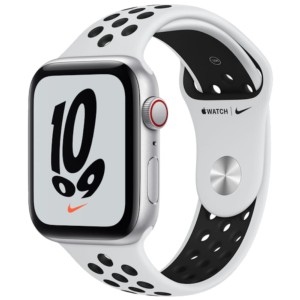 Apple Watch Series SE Nike Cellular 44mm Aluminium Argent Bracelet Sport Platinum-Noir