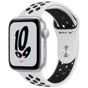 Apple Watch Series SE Nike GPS 44mm Aluminium Argent Bracelet Sport Platinum-Noir - Non Scellé