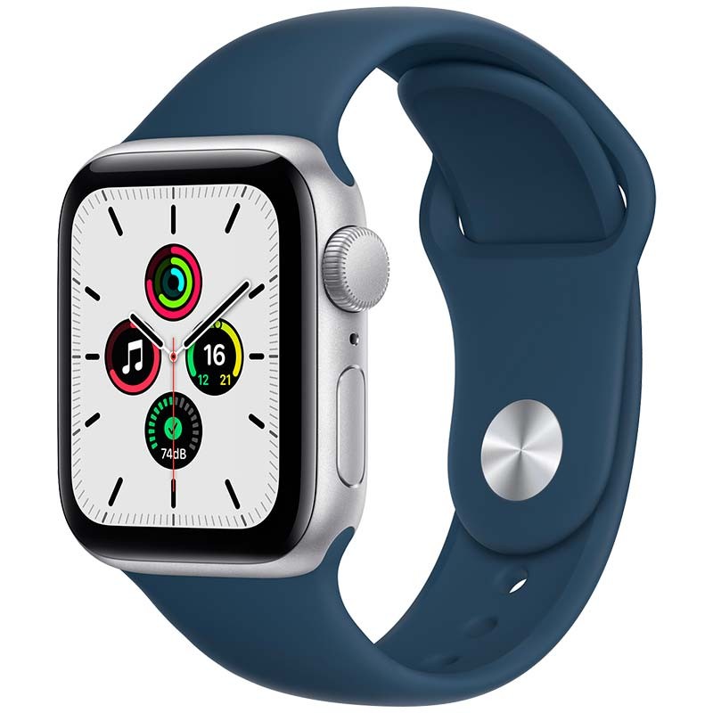 Montre Connectée Apple Watch SE GPS 40mm Aluminium Argent avec Bracelet Sport Bleu Abîme - Ítem
