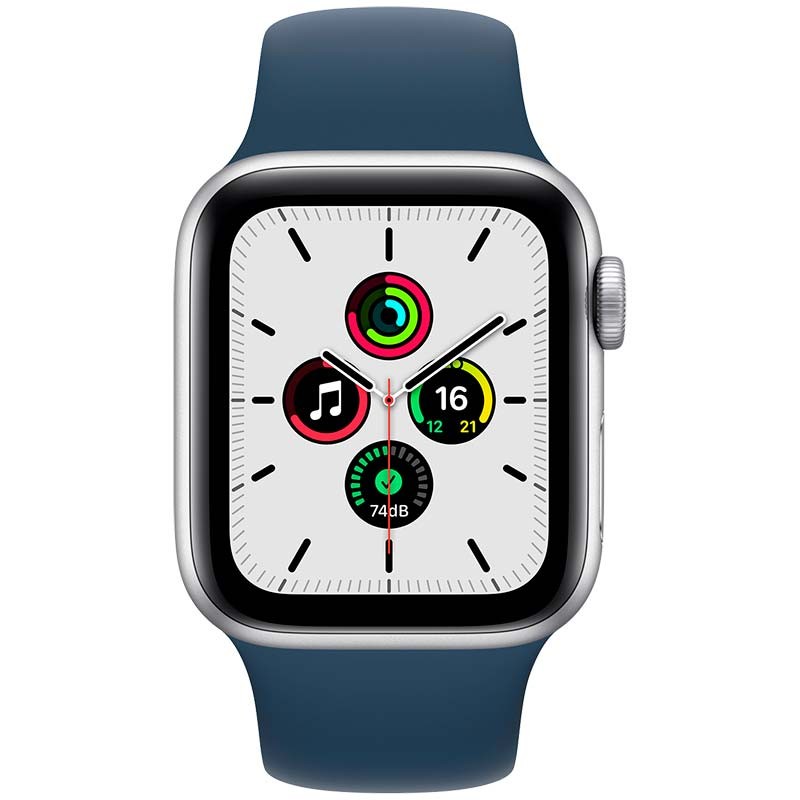 Montre Connectée Apple Watch SE GPS 40mm Aluminium Argent avec Bracelet Sport Bleu Abîme - Ítem1