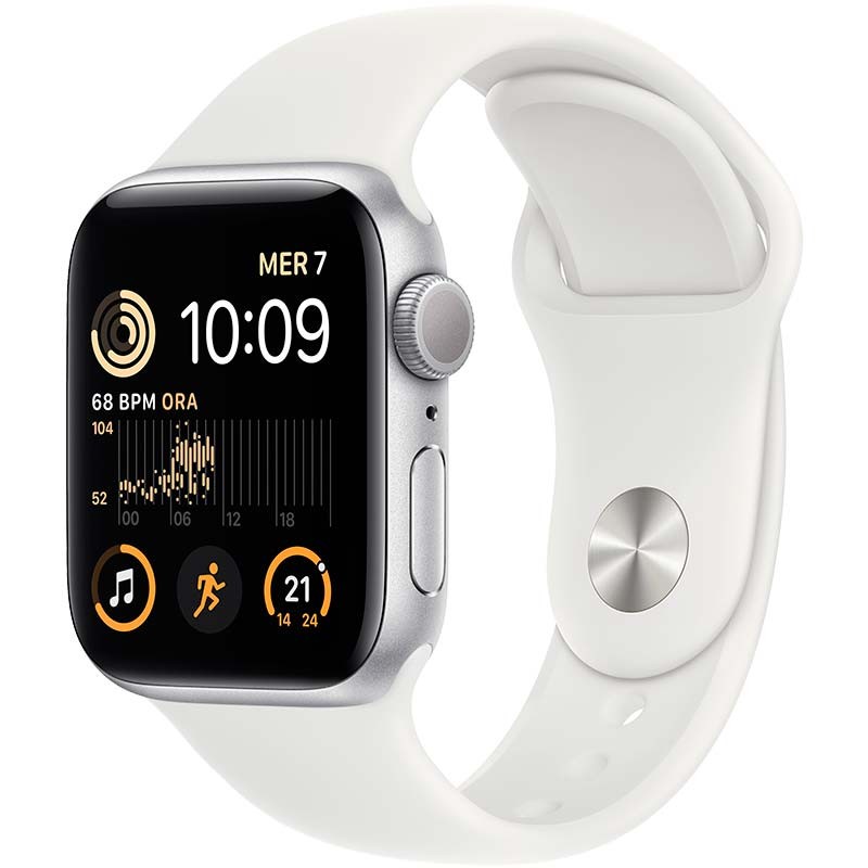 Montre Connectée Apple Watch SE GPS 44mm Aluminium Argent avec Bracelet Sport Blanc - Ítem