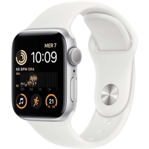 Relógio inteligente Apple Watch SE GPS 44mm Alumínio Prateado com Bracelete desportiva Branca