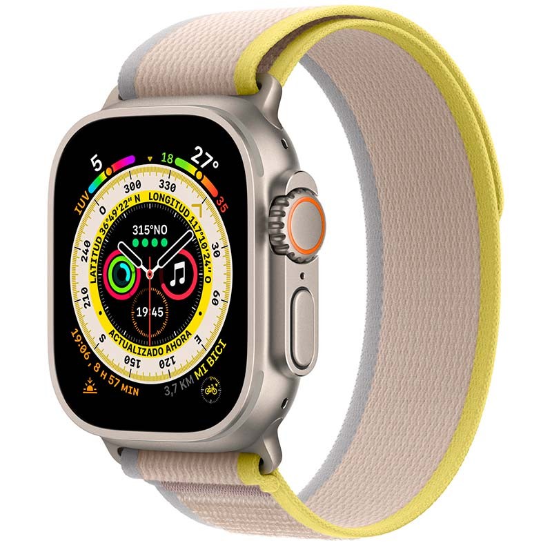 Reloj inteligente Apple Watch Ultra Titanio con Correa Loop Trail Amarilla/Beis M/L - Ítem