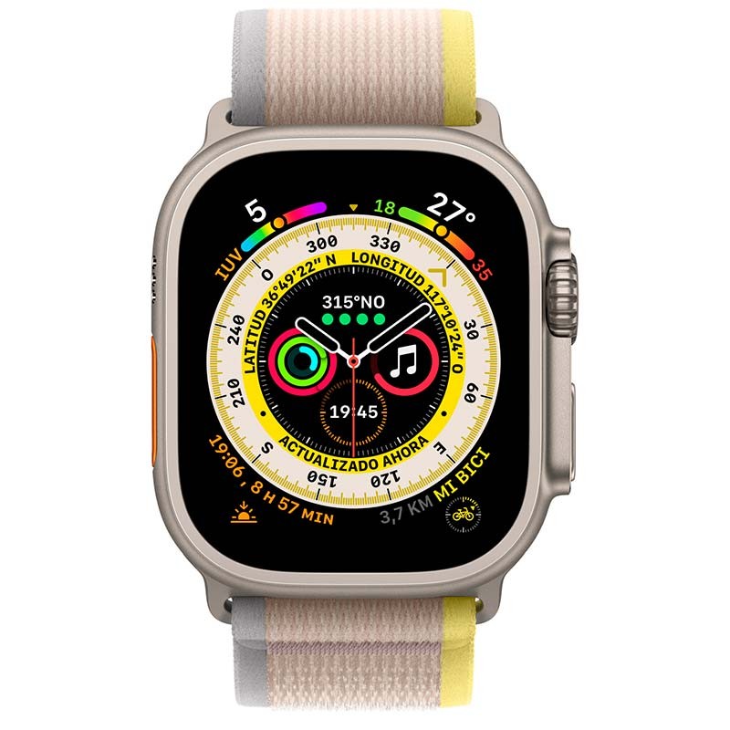 Reloj inteligente Apple Watch Ultra Titanio con Correa Loop Trail Amarilla/Beis M/L - Ítem1