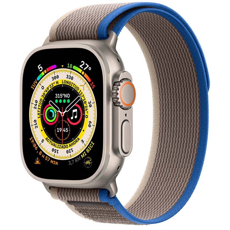 Reloj inteligente Apple Watch Ultra Titanio con Correa Loop Trail Azul/Gris M/L - Ítem