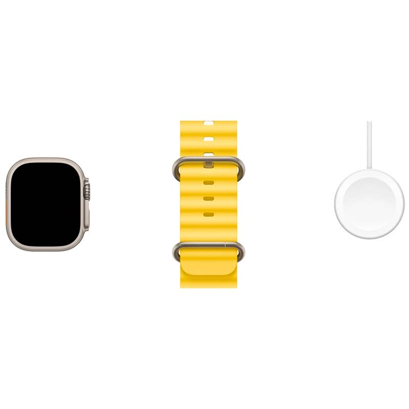 Apple Watch Ultra Titânio com Bracelete Ocean Amarela