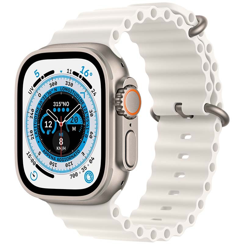 Reloj inteligente Apple Watch Ultra Titanio con Correa Ocean Blanca - Ítem
