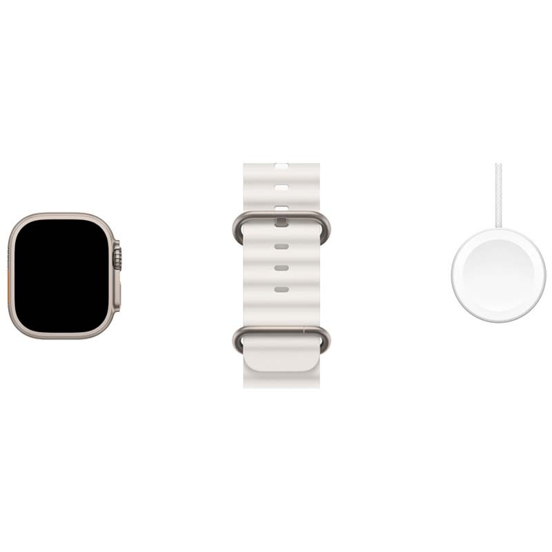 Montre Connectée Apple Watch Ultra Titane avec Bracelet Ocean Blanc - Ítem3