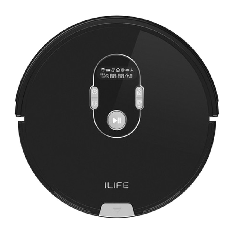 Aspirador Robot iLife A7 - Color negro - Fregado / Depósito 300 ml - Aspiración / Depósito 600 ml - 11 Sensores de Colisión - Batería 2600 mAh - Retorno Automático a la Estación de Carga - 500 - 1000 PA - Control APP - Mapeado - Display LCD