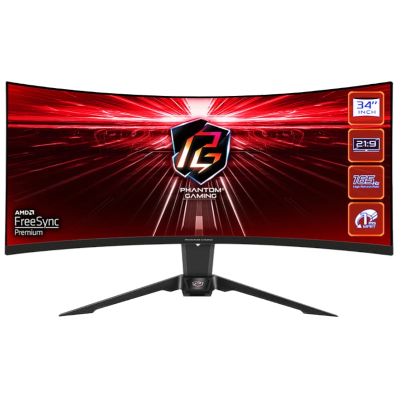 Asrock PG34WQ15R2B 34 WQHD VA UltraWide Curvo 165 Hz FreeSync Premium Preto - Monitor de jogos - Item