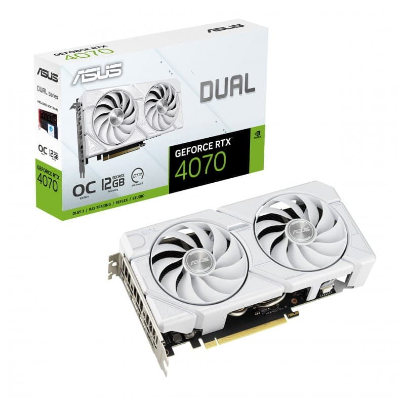 ASUS DUAL-RTX4070 O12G EVO Branco 12 GB GDDR6X - Placa gráfica