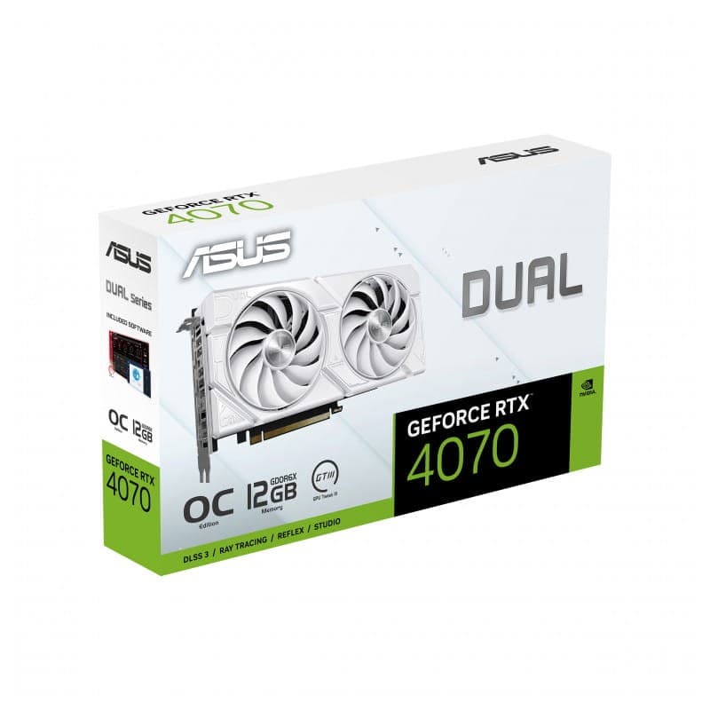 ASUS DUAL-RTX4070 O12G EVO White 12 GB GDDR6X - Imagem da caixa da placa gráfica