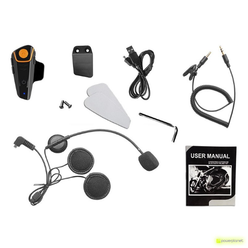 1x BT S2 Intercomunicador Casco Moto, BETOWEY Bluetooth Headset Motorcycle  Intercom Manos Libres Moto Auriculare (Paquete 1, Micrófono Duro)