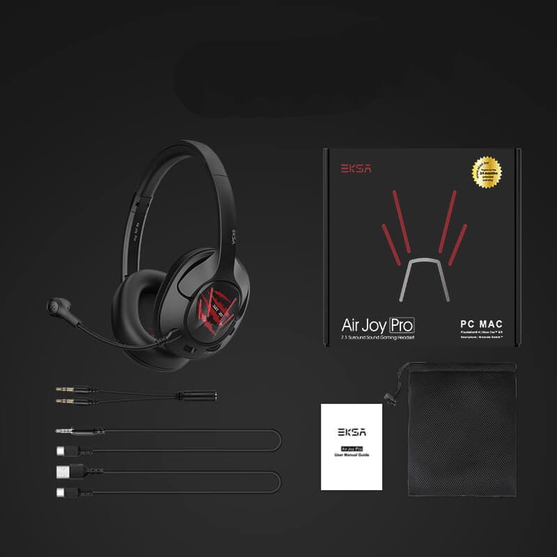 Auscultadores Gaming EKSA Air Joy Pro Preto/Vermelho - Item7