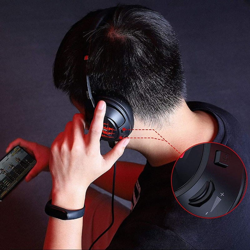 Auscultadores Gaming EKSA Air Joy Pro Preto/Vermelho - Item8