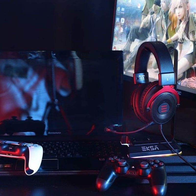 Auscultadores Gaming EKSA E900 Preto/Vermelho - Item2