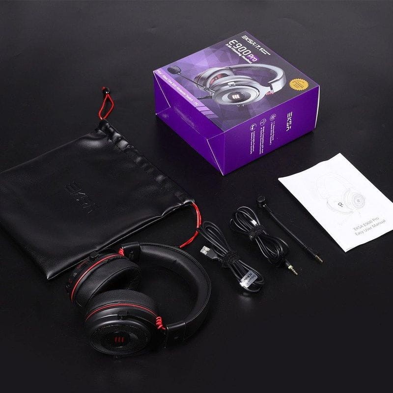 Auscultadores Gaming EKSA E900 Pro Preto/Vermelho - Item2