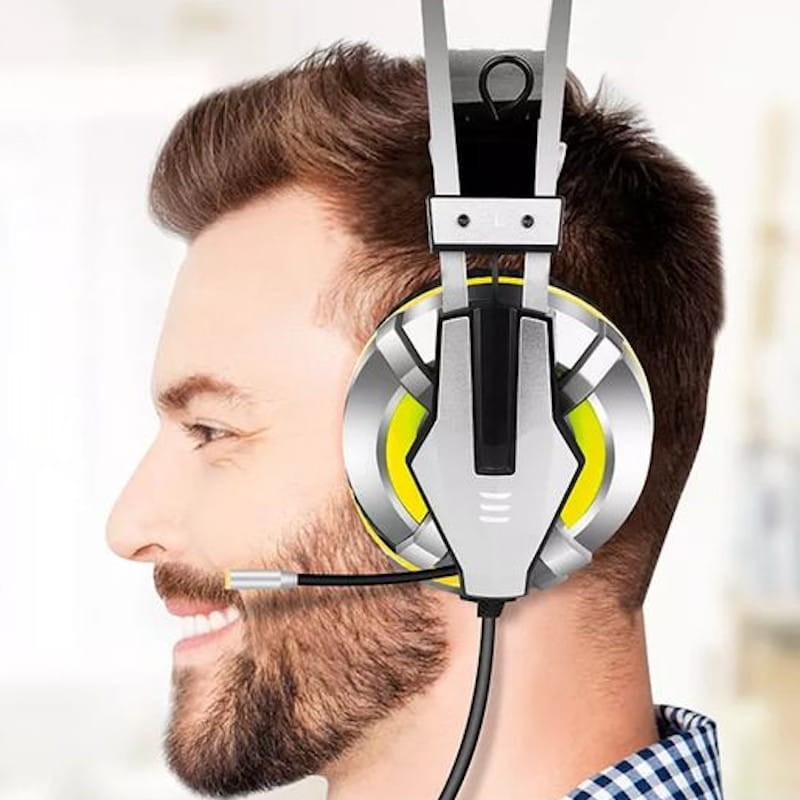 Auscultadores Gaming EKSA E800 Prateado/Amarelo - Item2