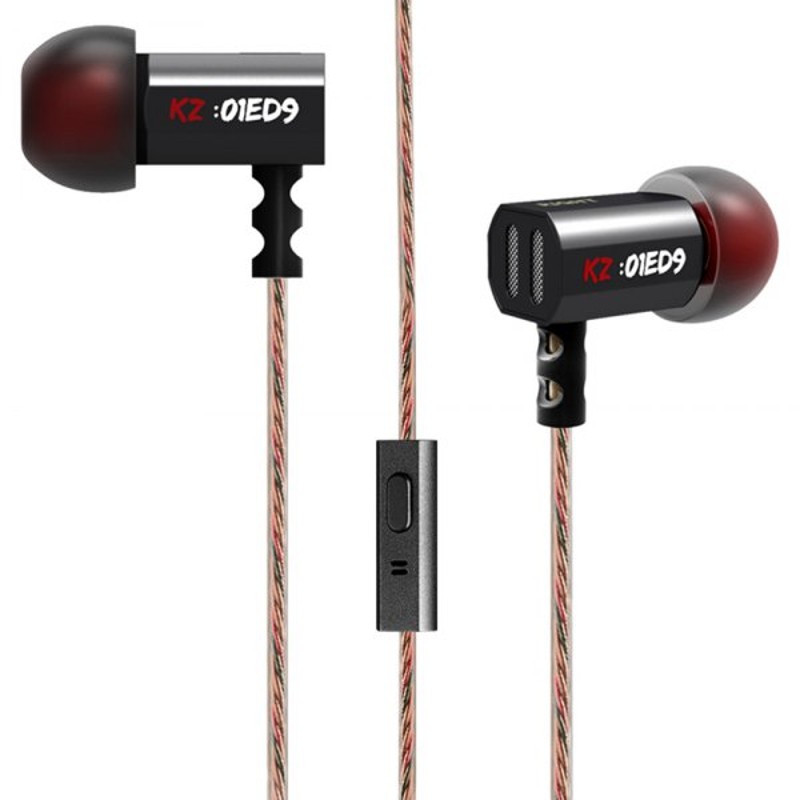 Auriculares KZ ED9 Hi-Fi com Microfone - Cor Preto, cabo de 3,5 mm, comprimento 1,2 m
