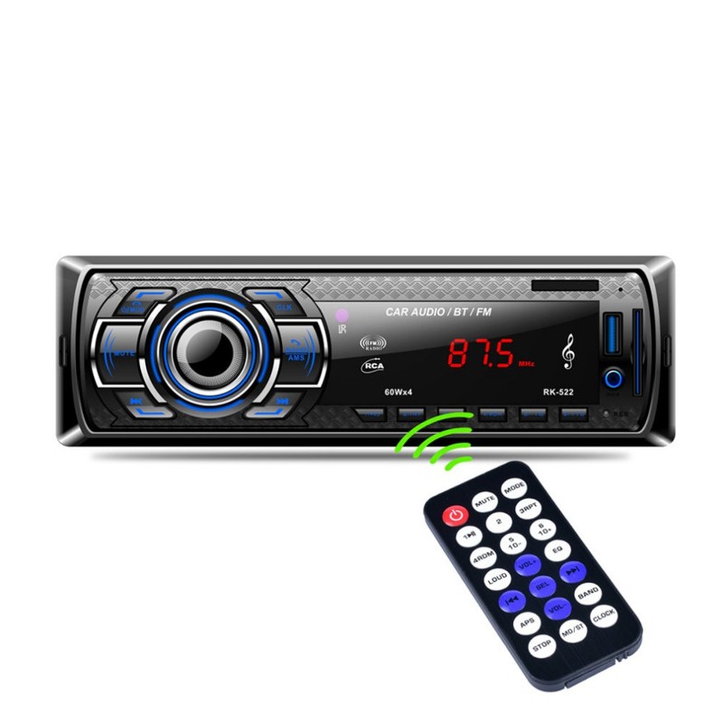 Autoradio Bluetooth RK-522 - Reproductor MP3, Puerto USB, Ranura SD, Emisora FM, Mando a distancia, AUX 3.5 mm - Ítem1
