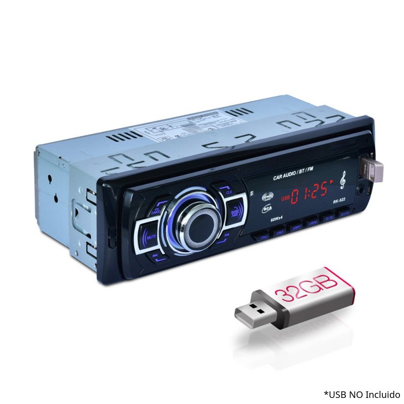 Autoradio Bluetooth RK-522 - Reproductor MP3, Puerto USB, Ranura SD, Emisora FM, Mando a distancia, AUX 3.5 mm - Ítem4