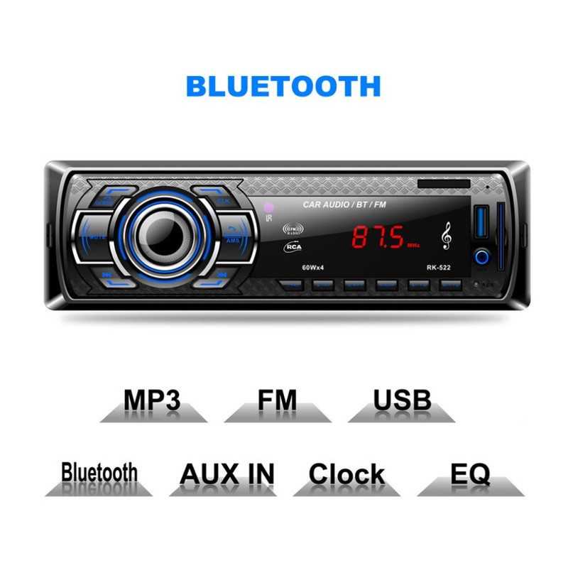 Autoradio Bluetooth RK-522 - Reproductor MP3, Puerto USB, Ranura SD, Emisora FM, Mando a distancia, AUX 3.5 mm - Ítem5